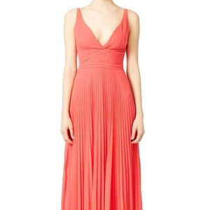 Laundry by Shelli Segal Pleated Chiffon Coral Gown
